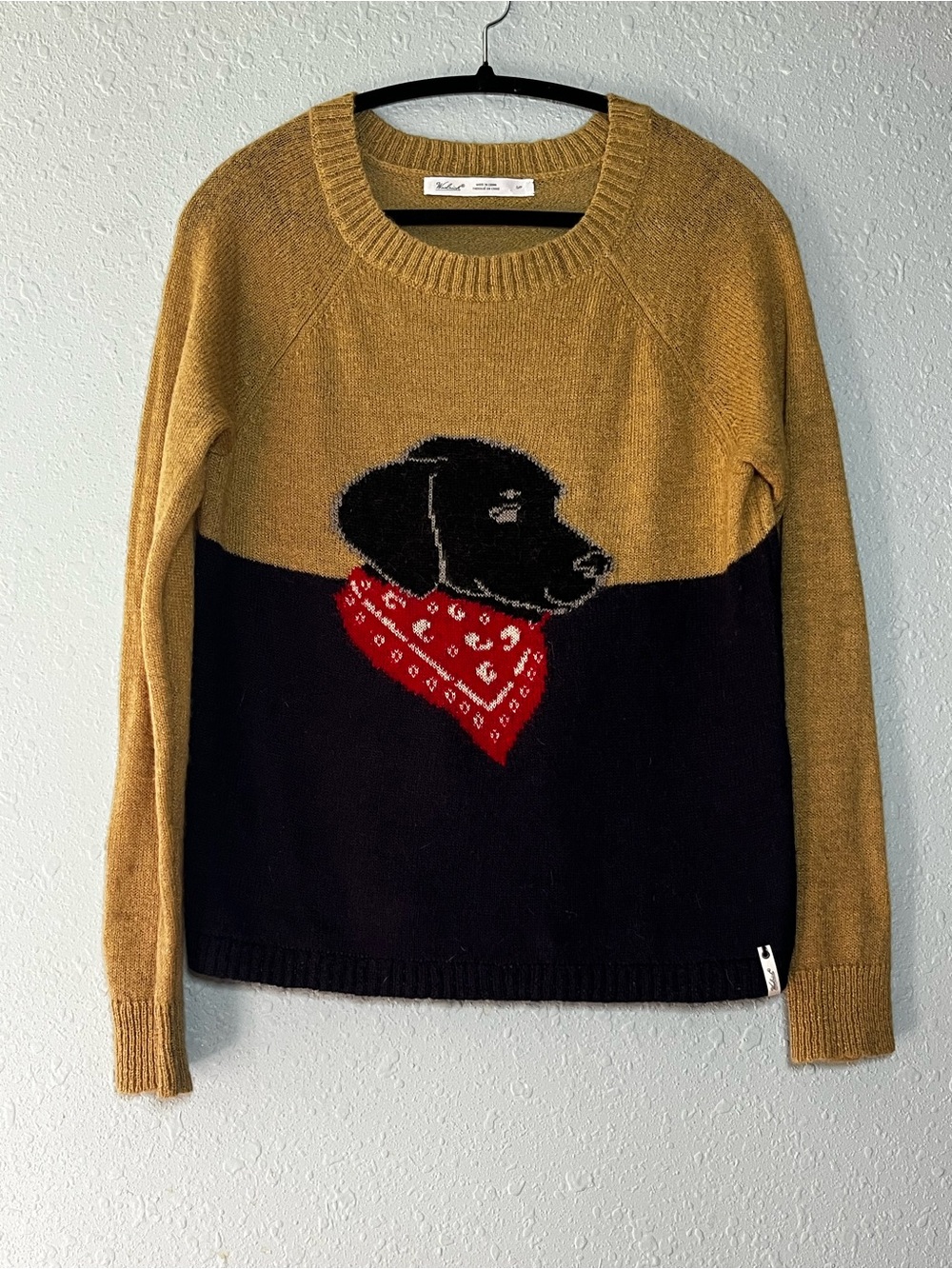 Woolrich‎ Dog Sweater Colorblock Bandana Graphic Cozy Cottagecore